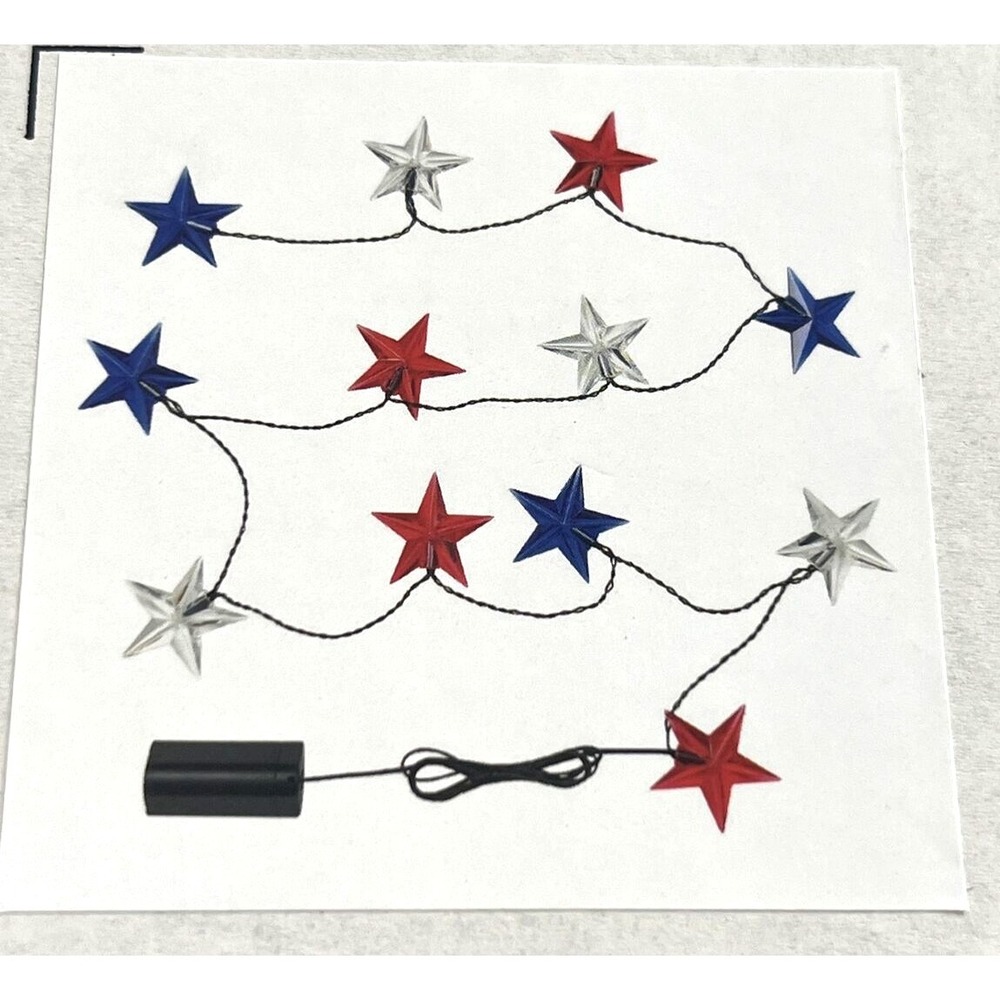 IKEA KNORRALG LED String Light With 12 Stars Battery Operated Sealed 4th July